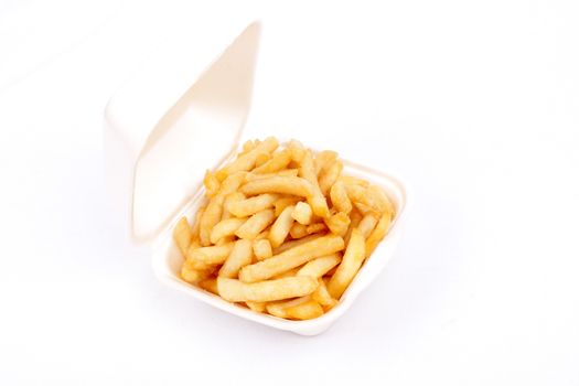 French fries take away isolated on white background