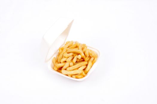 French fries take away isolated on white background