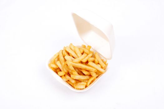 French fries take away  isolated on white background