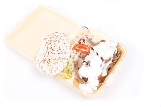 Take away doner kebab isolated on white background