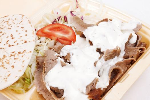 Take away doner kebab isolated on white background