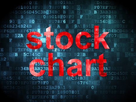 Finance concept: pixelated words Stock Chart on digital background, 3d render