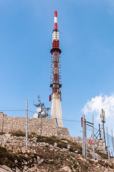 Communication tower on sveti Jure peak in Biokovo mountains.