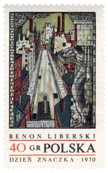 POLAND - CIRCA 1970: a stamp printed in Poland, shows picture of polish painter and graphic artist Benon Liberski (1926-1983), circa 1970
