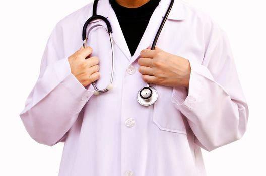 Doctor with a stethoscope  isolation background. (Medical Concept)