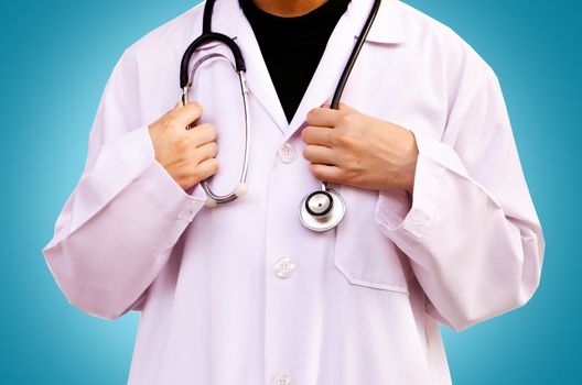 Doctor with a stethoscope  isolation background. (Medical Concept)