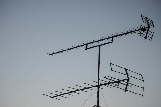 Antenna on the roof in country of Thailand.