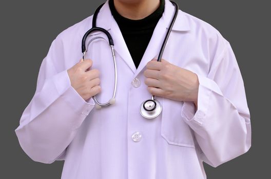 Doctor with a stethoscope isolation background. (Medical Concept)