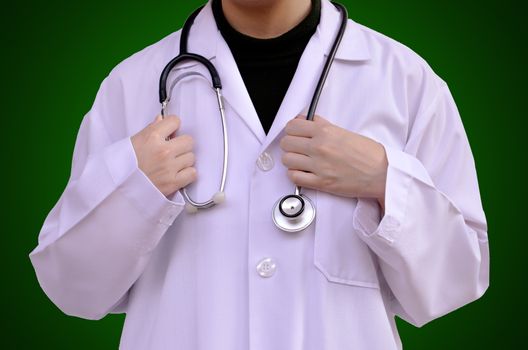 Doctor with a stethoscope isolation background. (Medical Concept)