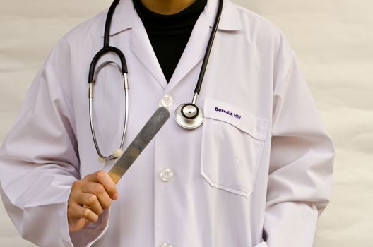 Medical Doctor with a stethoscope in hospital. (Medical Concept)