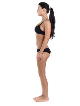 young beautiful woman in underwear - isolated on white