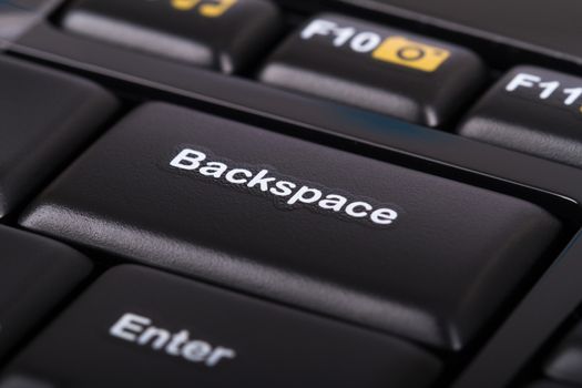 Backspace key on black keyboard.