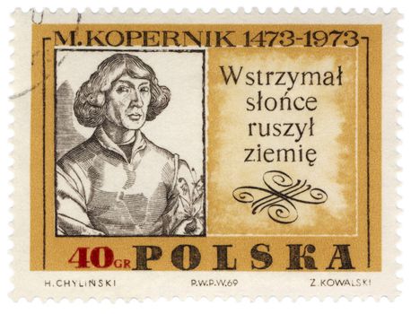 POLAND - CIRCA 1973: A stamp printed in Poland shows Nicolaus Copernicus, great polish astronomer (1473-1543), circa 1973
