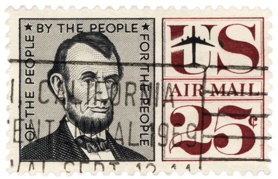 USA - CIRCA 1959: A stamp printed in USA shows U.S. President Abraham Lincoln (1809-1865), circa 1959