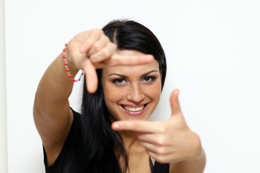 Closeup portrait of a happy young woman smiling
