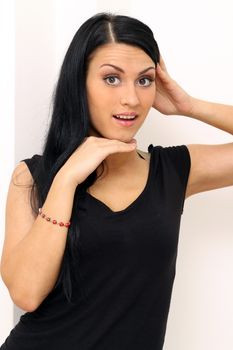 Closeup portrait of a happy young woman smiling
