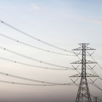 Power transmission tower line of electricity distribution