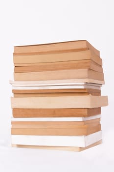 Book heap isolated on white background.