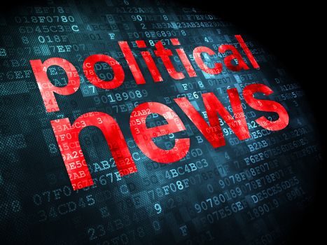 News concept: pixelated words Political News on digital background, 3d render