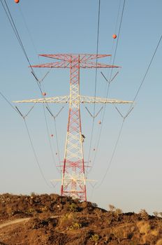 Electricity Pole over a Blue Sky in Spain