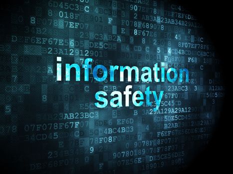 Safety concept: pixelated words Information Safety on digital background, 3d render