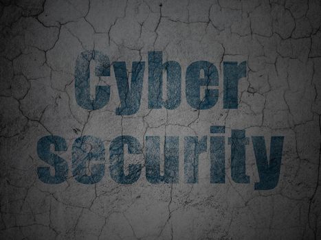 Privacy concept: Blue Cyber Security on grunge textured concrete wall background, 3d render