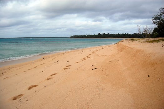 Trace of legs on the beach, South Pacific, Kingdom Of Tonga