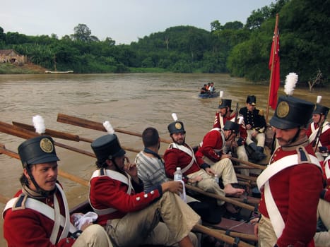 British marines on boats historic reenactment, Malaysia          