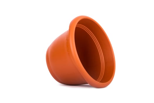 Flower pot, side view, isolated on white background.