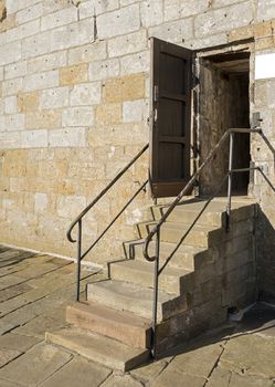 old staircase entrance to monument building