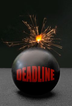 Deadline stress concept with sparks flying from a bomb just about to explode 