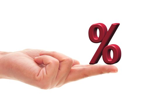 Percentage sign resting on a finger