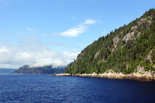 Beautiful waters and mountains of the Saguenay fjord, Quebec, Canada