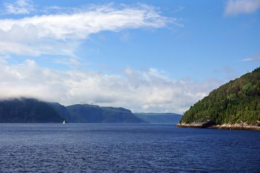 Beautiful waters and mountains of the Saguenay fjord, Quebec, Canada