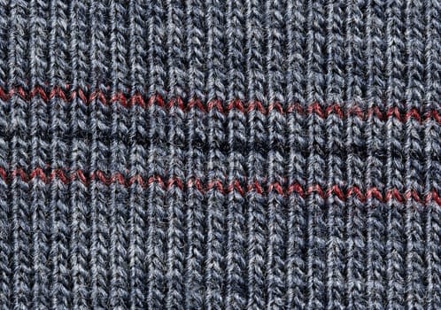Grey fabric texture with horizontal stripes. Close up
