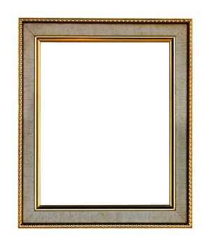 Empty wooden vintage frame isolated on white background