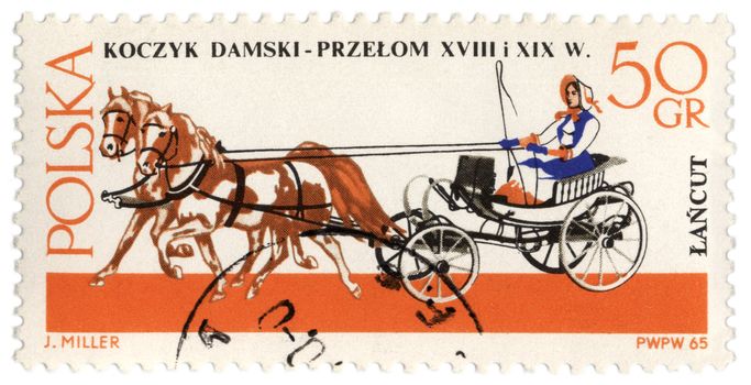 POLAND - CIRCA 1965: a stamp printed in Poland shows old chariot - chaise (XVIII-XIX century), circa 1965