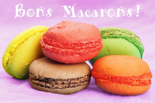 Delicious, colorful, homemade macaroon cookies.