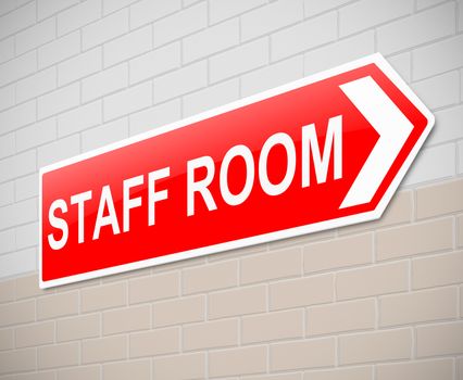 Illustration depicting a sign directing to staff room.