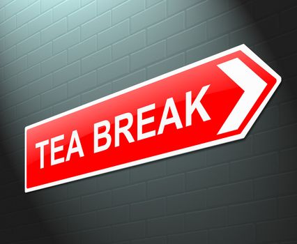 Illustration depicting a sign with a tea break concept.