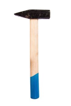 Blue, standing hammer, isolated on white background.