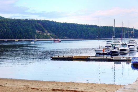 Beautiful beach and harbor landscape