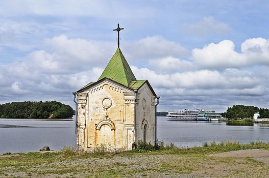 Chapel on the banks of the river Sheksna, near the convent Goritsky, north Russia