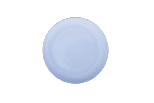 Blue, empty plate, top view, isolated on white background.