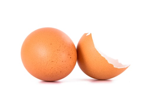Broken egg shell, isolated on white background.