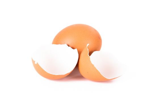 Broken egg shell, isolated on white background.