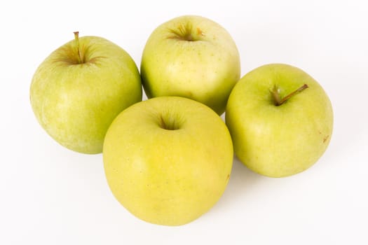 Various quality apples, isolated on white background.