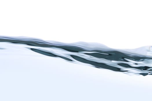 Close up view of smooth water splash, isolated on white background.