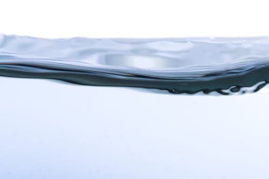 Close up view of smooth water splash, isolated on white background.