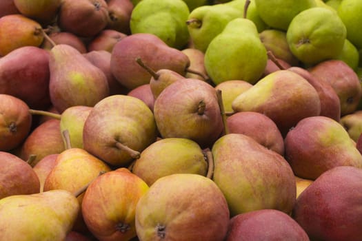 Colourful pear stand at a local farmer's market